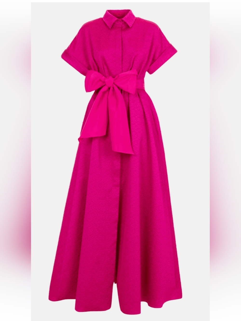 CH Carolina Herrera Stunning And Classic Fuschia Taffeta Evening Dress, Size 8.
